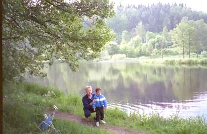 The Father and Son near the home in Oskarstrom in Sweden August 1993.